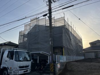 2階建てコーポ足場組立